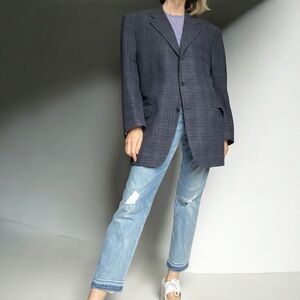 Vintage 90s Canali Men’s Blazer – Italian Wool Cashmere, Plaid, Size 52